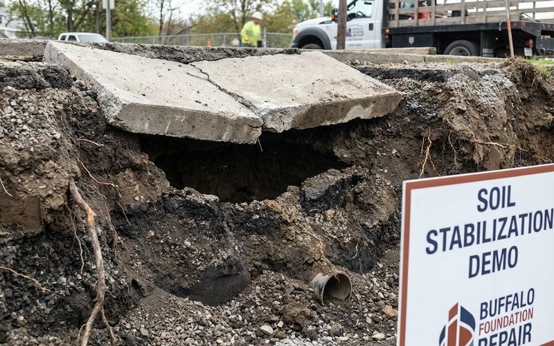 Buffalo concrete settling due to freeze thaw cycles and soil erosion