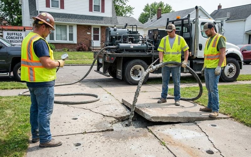 Side by side comparison of limestone slurry and foam leveling methods